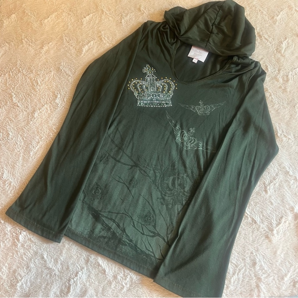 Romeo & Juliet Couture Crown Embellished Hoodie Size L